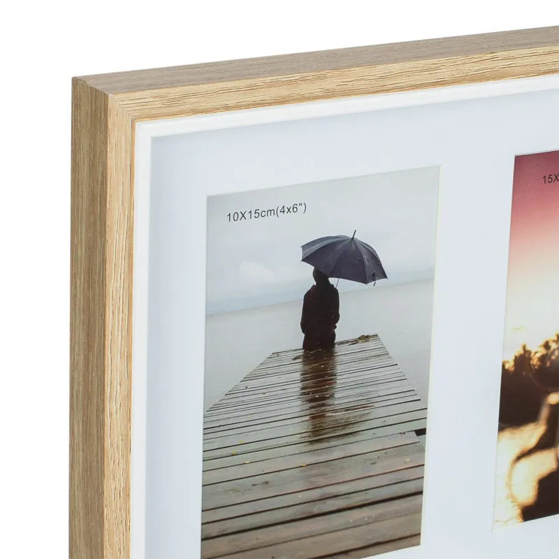 Ramă foto decorativă din lemn cu paspartu, 12 fotografii, 52.5x72.5 cm – poza 4