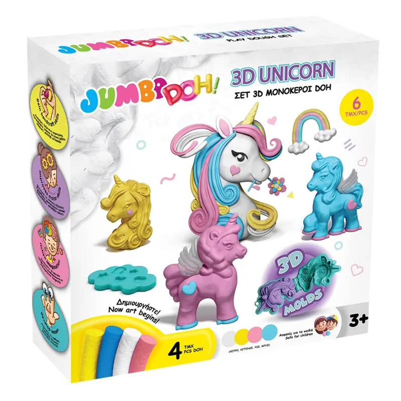 Set Plastilină Unicorn cu 4 Culori și 5 Forme 3D