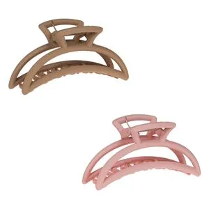 Clame de păr tip clește, 2 buc, 11 cm, Taupe și Powder Pink, finisaj mat