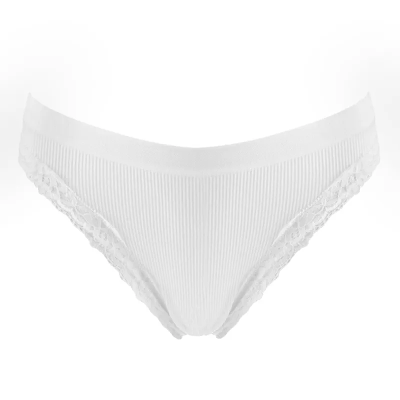 Chiloti Seamless cu Dantela, One Size, Alb