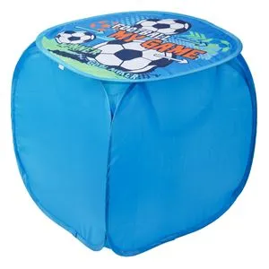 Cos Textil Pliabil cu Capac pentru Jucarii model Fotbal 45x45x45cm