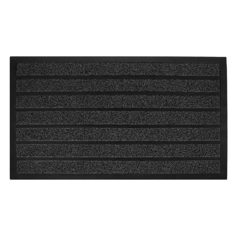 Covoras de intrare, Negru cu dungi gri, 75x45 cm