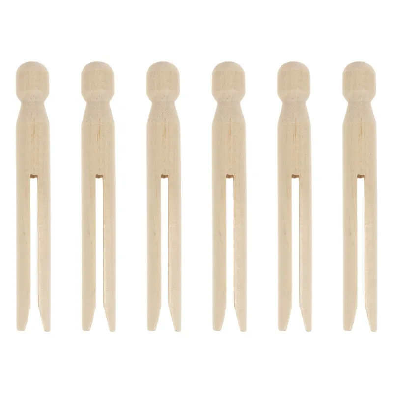 Betisoare din lemn pentru creatii, forma corp papusa, natural, 6 buc, 1.4x11 cm