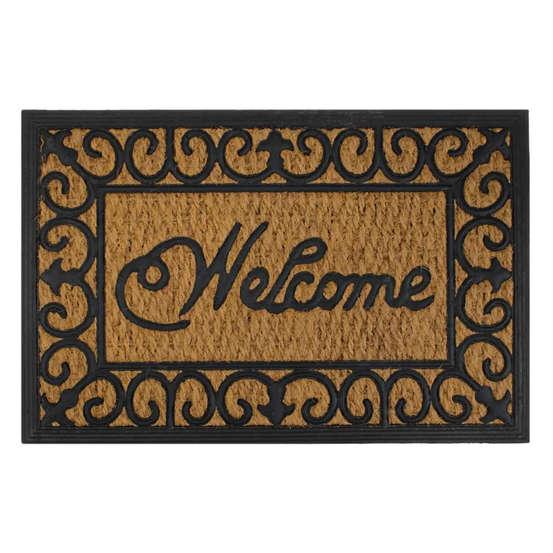 Covoras de intrare cu mesaj Welcome, Maro si Negru, 60x40 cm