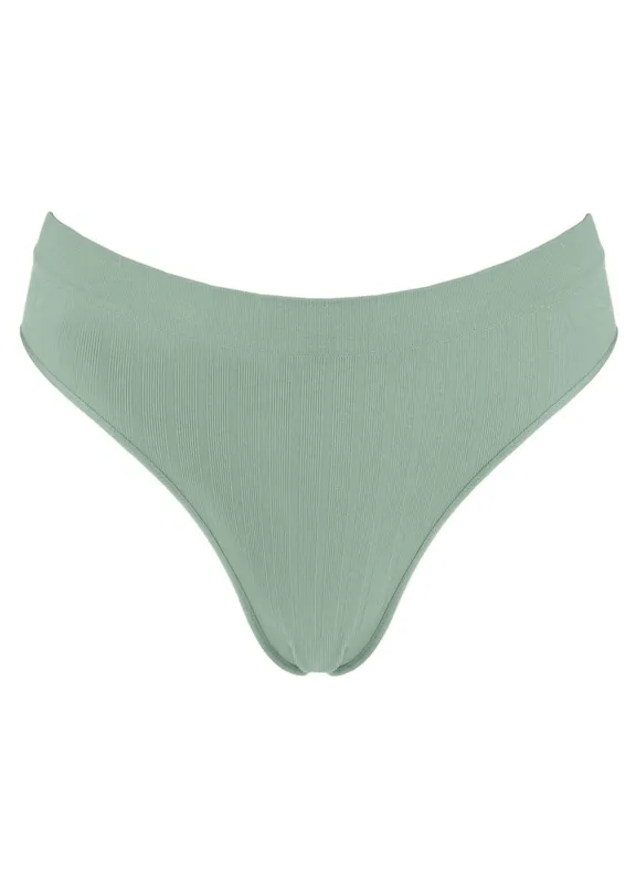 Chiloti Seamless Ribbed Kaki pentru Femei - Ajustare One Size