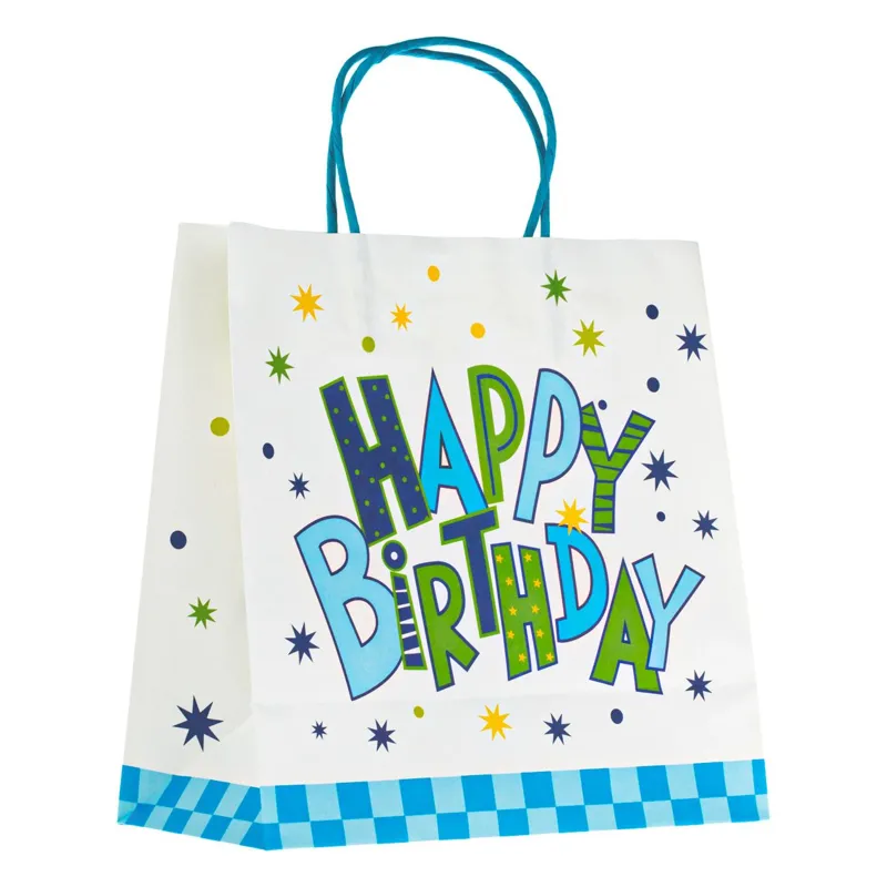 Sac de cadou kraft cu mesaj de ziua bunului și decoratii
