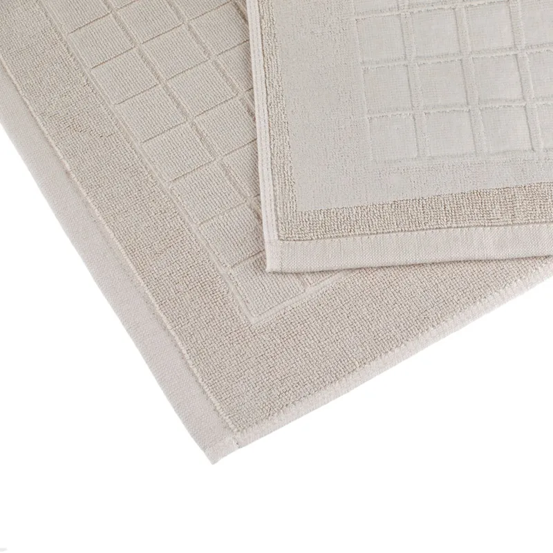 Covoraș de baie din bumbac bej cu model pătrățele 60x40 cm – poza 3