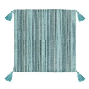 Față de Pernă din Bumbac Turcoaz cu Dungi și Ciucuri 43x42 cm