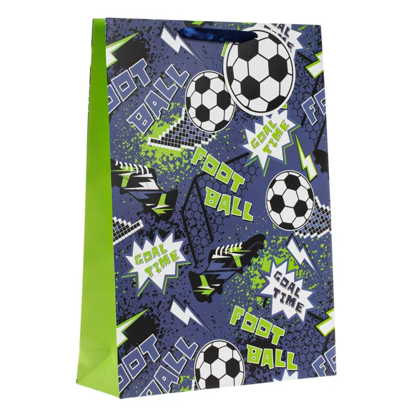Sacos Cadou Fotbal pentru Copii din Hartie Albastră