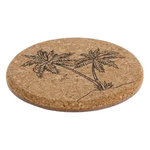 Suport pahar rotund din plută, Ø10 cm, model palmieri – poza 3