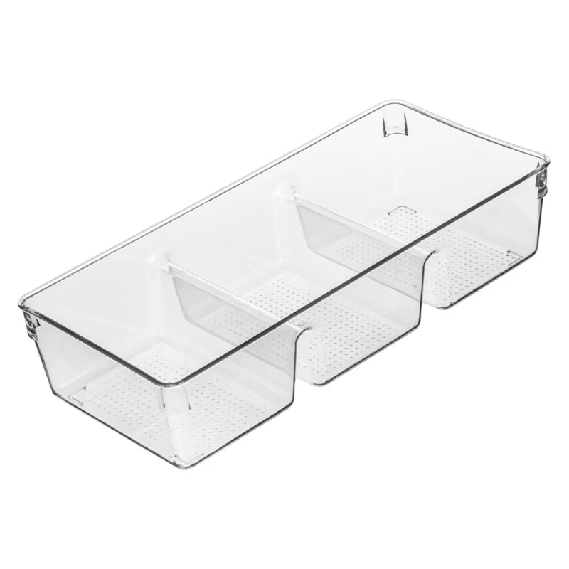 Organizator modular din plastic transparent cu 3 compartimente pentru sertare