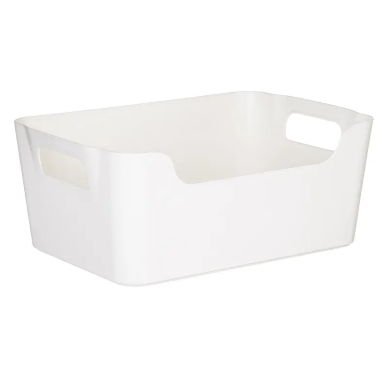 Cos de depozitare din plastic cu manere, 3.6L, Alb