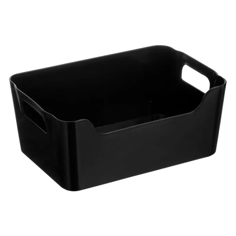 Coș de depozitare din plastic, 1.8 L, negru, cu mânere