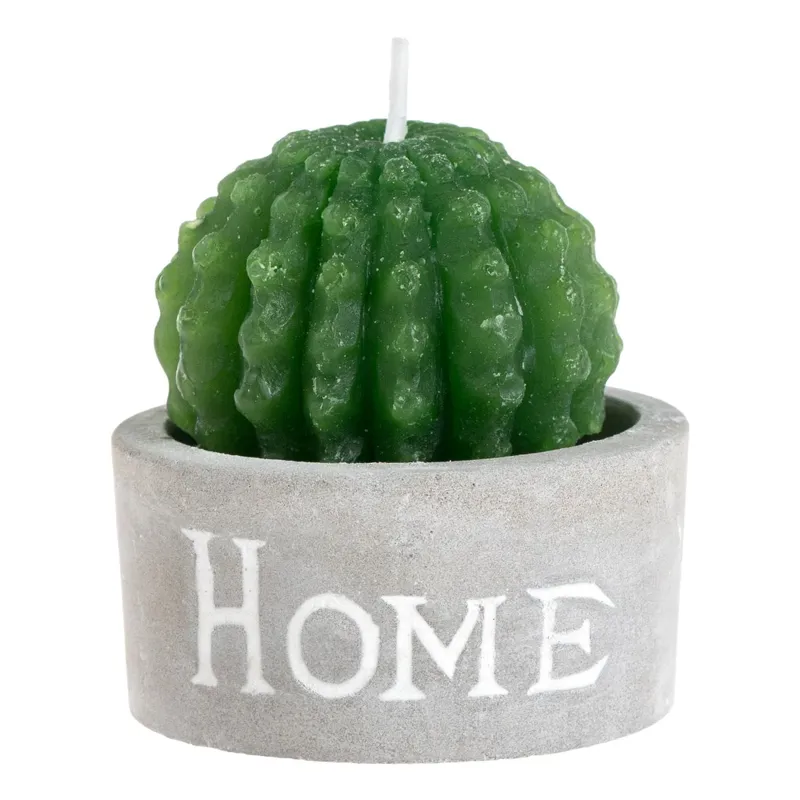 Lumanare decorativa 3D Cactus în ghiveci gri cu lumină