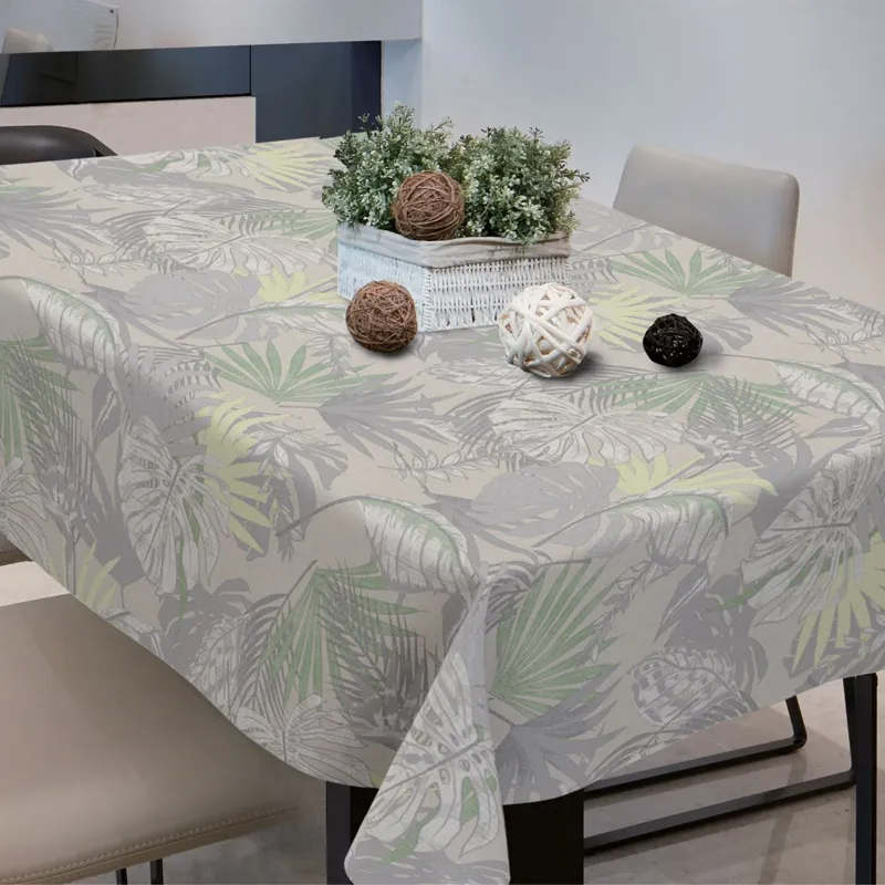 Față de masă din plastic bej cu model vară ferigă 180x140cm – poza 2