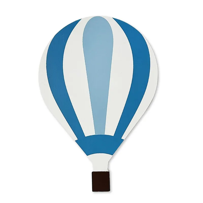 Lampă decorativă LED cu design balon de aer, dungi alb-albastre, 15.5x23 cm, montare pe perete