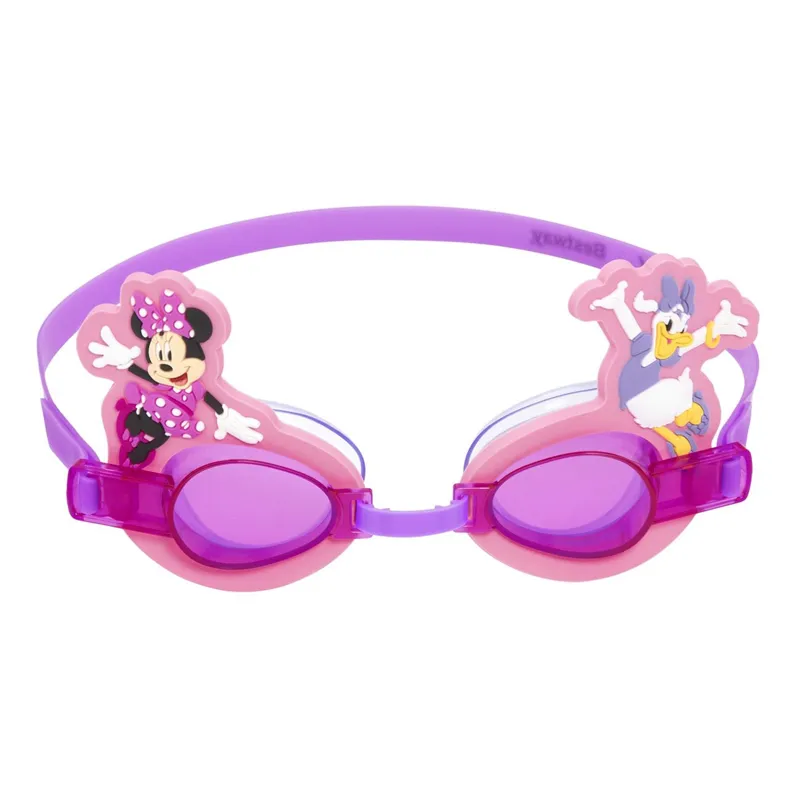 Ochelari de Inot pentru Copii din Silicon, Roz, cu Model Minnie Mouse si Daisy, 3+ Ani