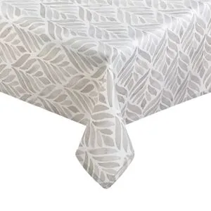 Față de masă decorativă de vară, Bej cu model frunze gri, 180x140 cm