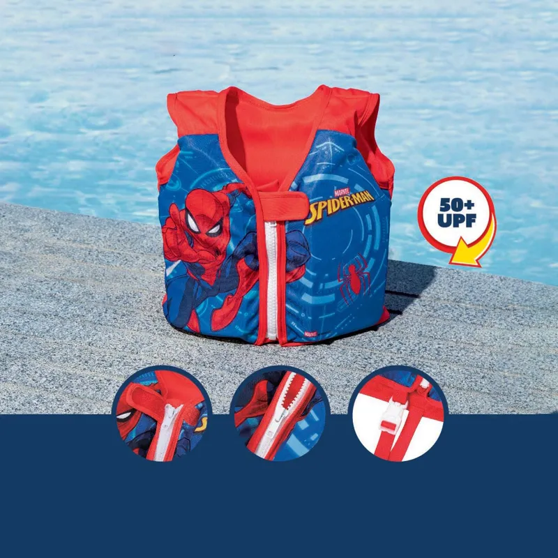 Vestă de înot cu spumă pentru copii, model Spiderman, albastru, 1-3 ani (11-19 kg)