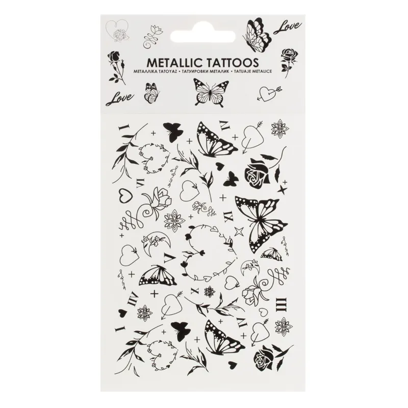 Autocolante pentru tatuaje, Set de modele florale și buteci