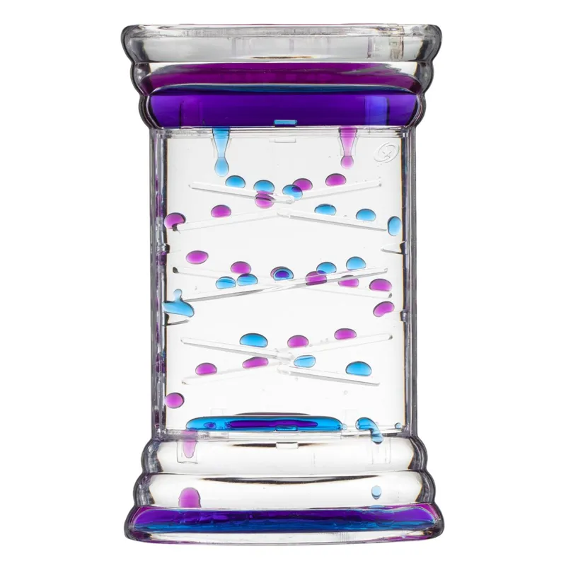 Clepsidră cu lichid colorat, plastic transparent, 9x4x14 cm