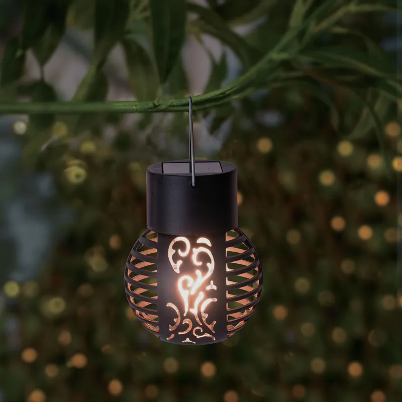 Lampa Solară Suspendată cu Efect de Flacără – Design Floral