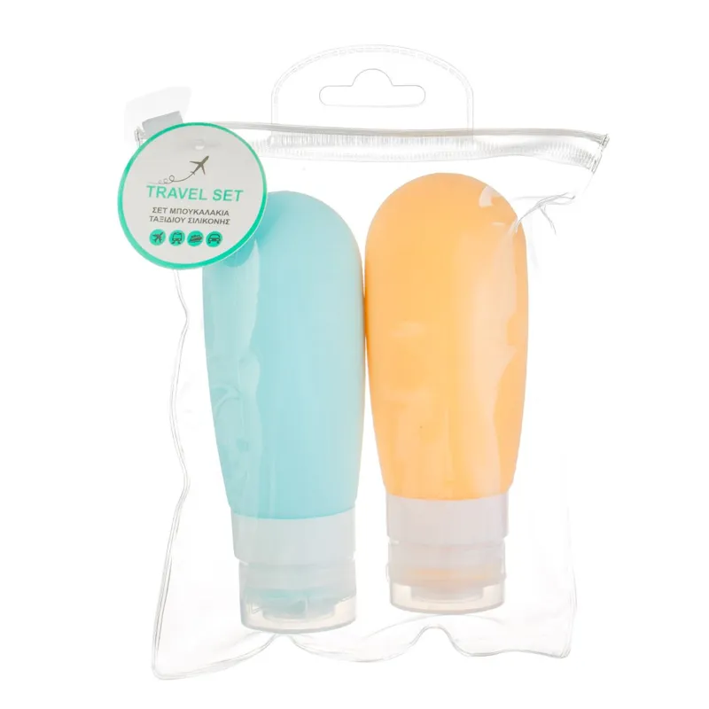 Set Sticle de Calatorie din Silicon 100ml Portocalie și Ciel