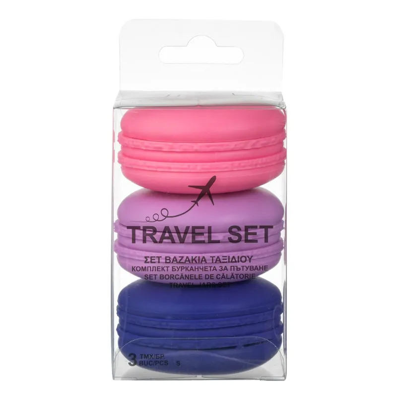 Set Recipiente de călătorie din silicon în formă de macaron