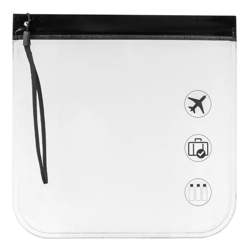 Pungi Travel Transparente pentru Cosmetice cu Maner Negru