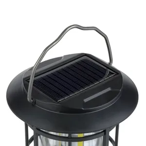 Felinar solar reîncărcabil USB 1200mAh cu mâner metalic, negru – poza 4