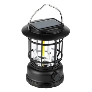 Felinar solar reîncărcabil USB 1200mAh cu mâner metalic, negru – poza 5