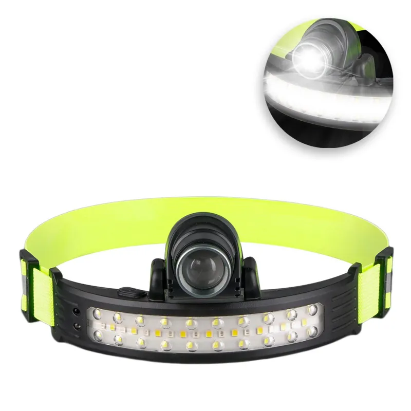 Lanternă frontală reîncărcabilă cu senzor de mișcare, 10W, 1000 lumeni, neagră