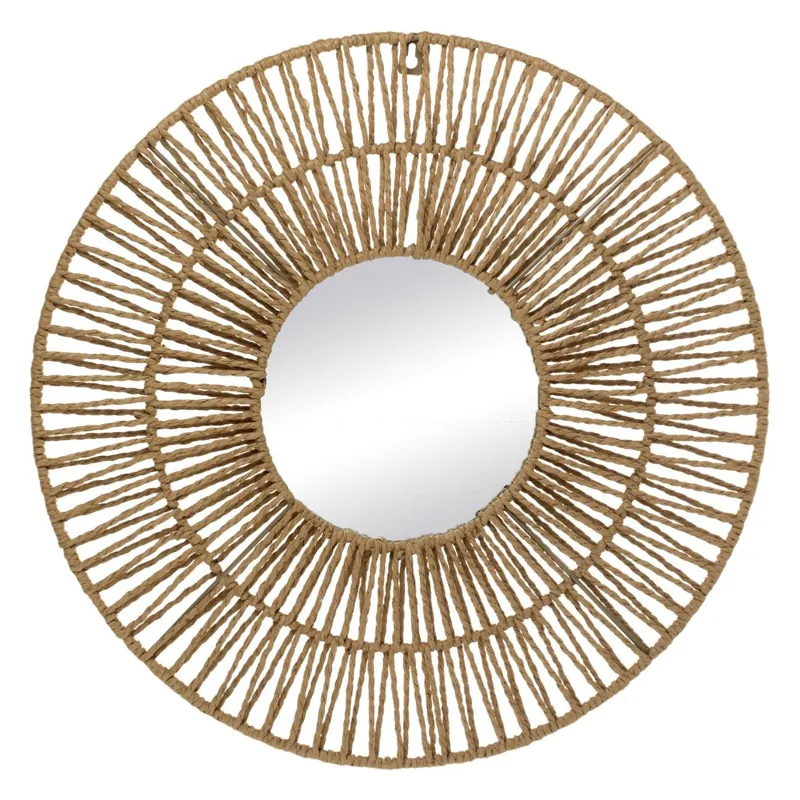 Oglindă Decorativă Rotundă cu Cadru din Paie, Ø50cm
