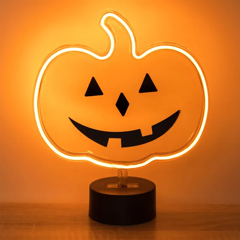 Lampă decorativă LED Neon Dovleac, Portocaliu, 22x8x26.5 cm