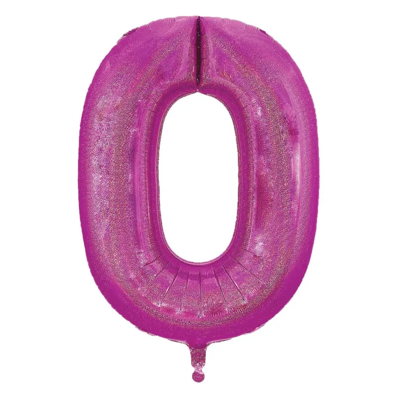 Balon Petrecere Fucsia Holografic Folie Metalică Număr 0 60 cm