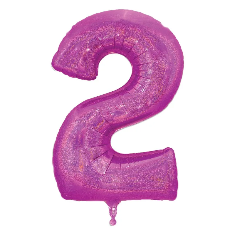Balon Holografic Fucsia Nr. 2 Aluminiu pentru Petreceri