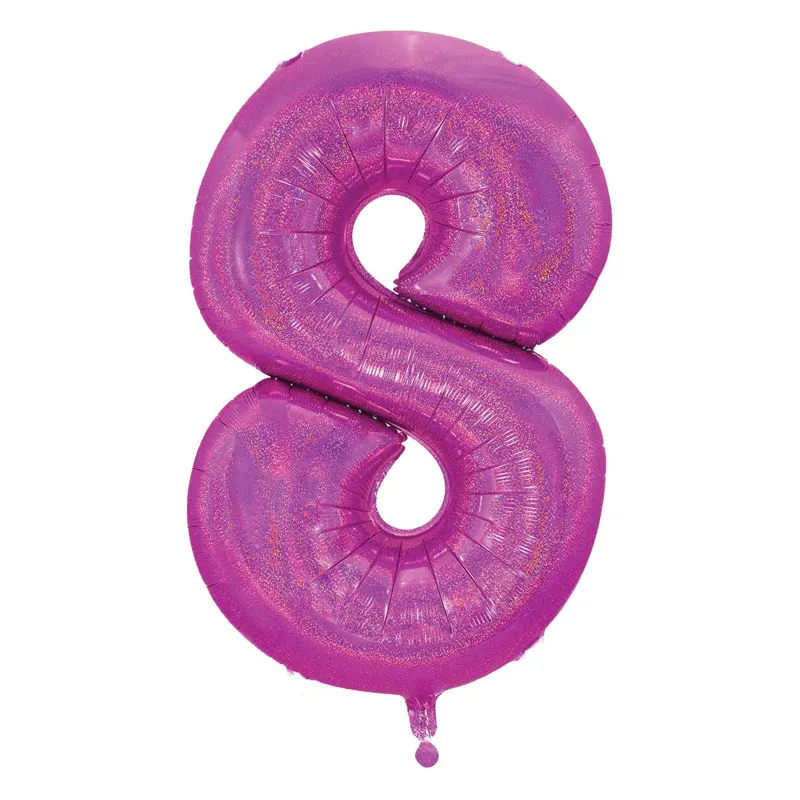 Balon petrecere holografic model 8 fucsia aluminiu
