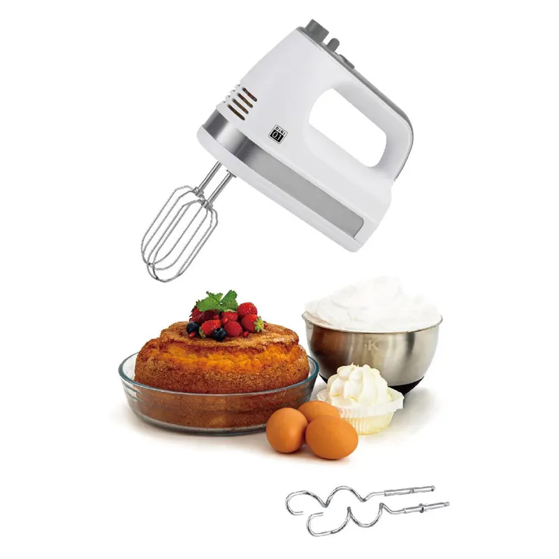Mixer de mână electric 300W, 5 viteze, turbo, alb cu inox – poza 3