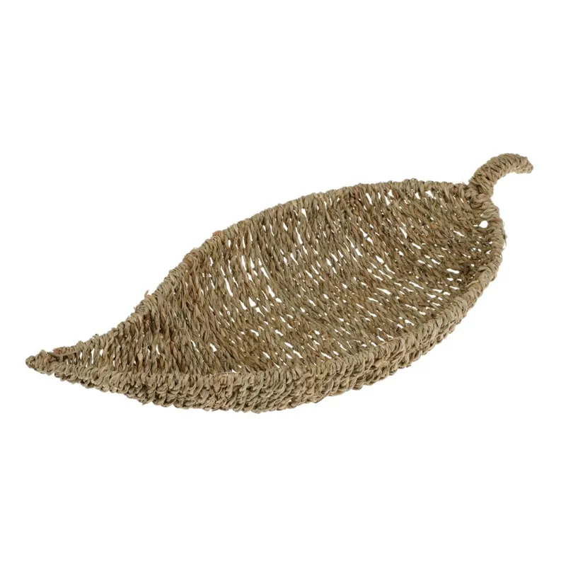 Tavă Decorativă Frunză Bej din Iarbă de Mare