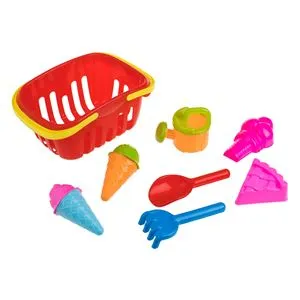 Set Cos cu Forme de Nisip cu Model Inghetata Tarta - 8 piese