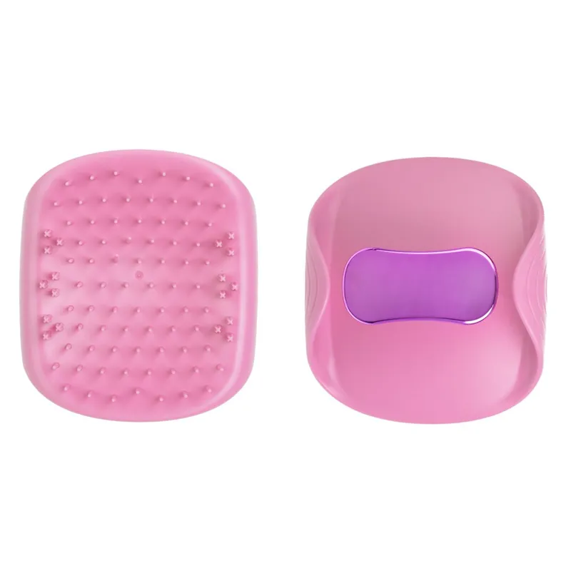 Perie de păr roz din silicon cu mâner ergonomic, 10 cm – poza 2
