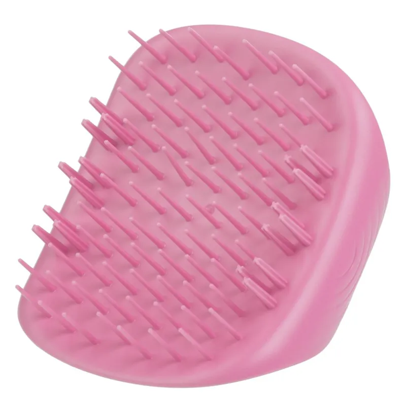 Perie de păr roz din silicon cu mâner ergonomic, 10 cm – poza 3