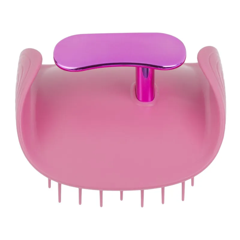 Perie de păr roz din silicon cu mâner ergonomic, 10 cm – poza 4