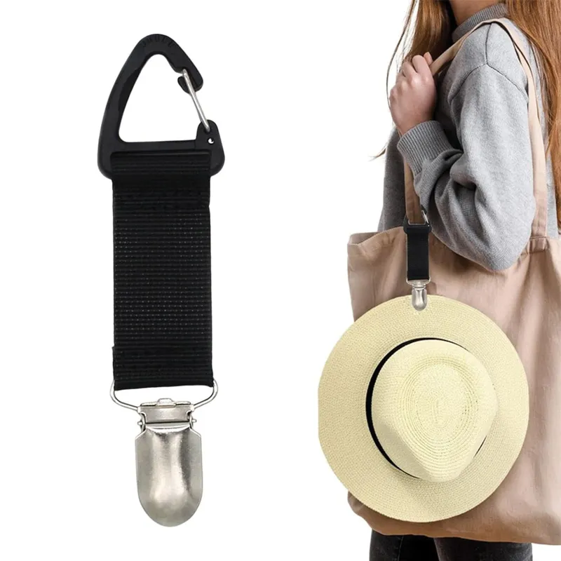 Clip Negru pentru Geantă și Pălărie, 17 cm, Nylon