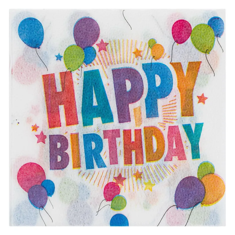 Servitele de masă Happy Birthday cu baloane colorate, 80 bucăți
