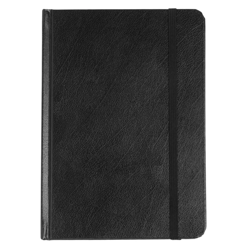 Carnetel de notite A5 negru din PU cu banda elastica, 100 file liniate