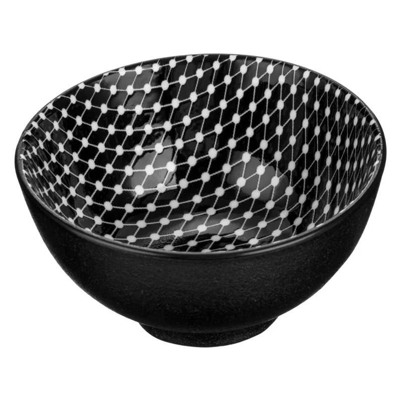 Bol rotund din portelan negru mat cu buline 130 ml
