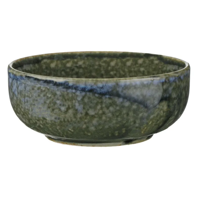 Bol rotund de ceramică verde olive și albastru, 225 ml pentru gustări