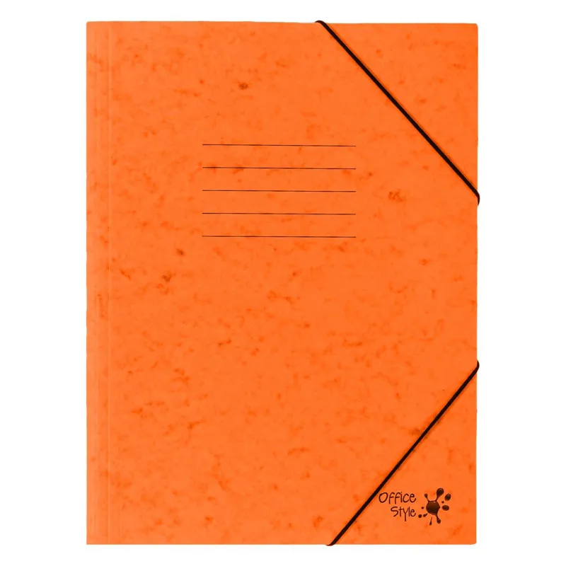 Mapă prespan din carton portocaliu cu elastic, 25,5x34,5 cm