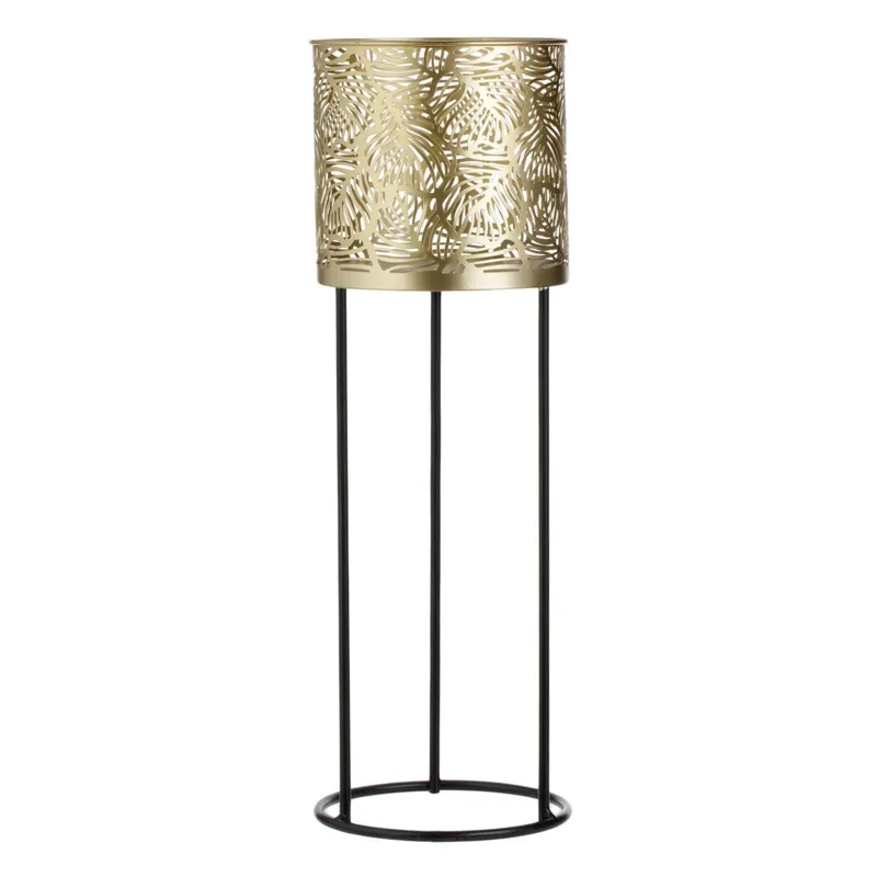 Suport Ghiveci Decorativ Metalic cu Baza Aurie, Ø16x50cm, 4.5L